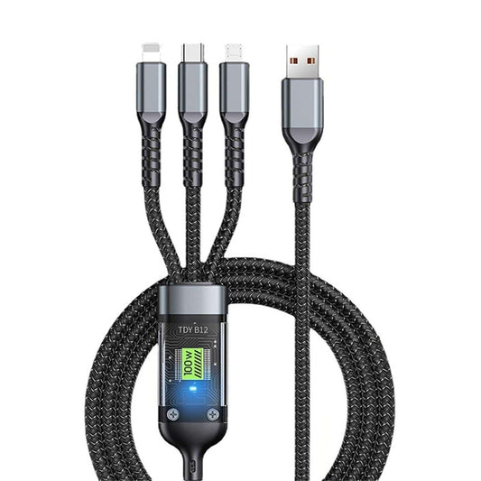 3-in-1 Fast Charging Cable with LED Display | 100W Super Fast Charger